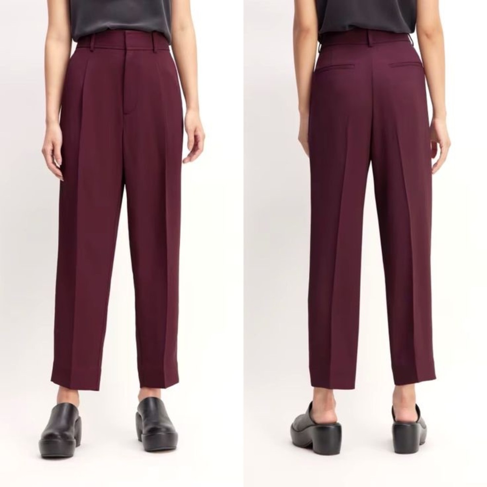 Everlane Japanese Goweave Way-High Tapered Pant Burgundy Size 10